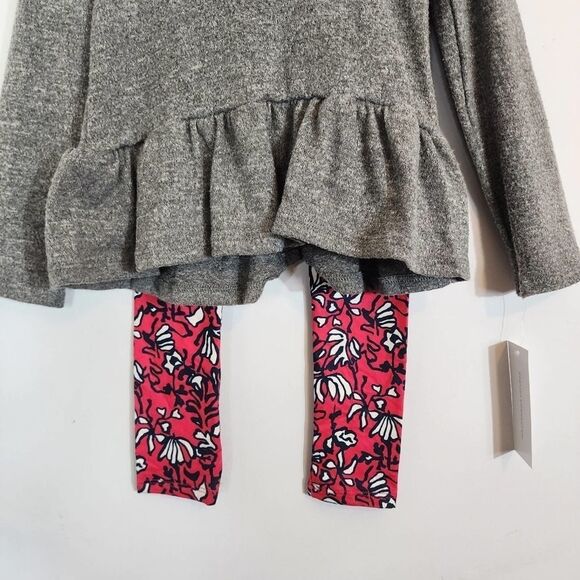 NWT French Connection Tres Cool Hoodie & Leggings Set Girls Pink Grey size 5 - Picture 5 of 7